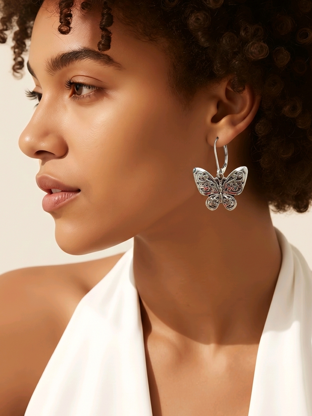 Brighton Silver Dangle Butterfly Earrings
